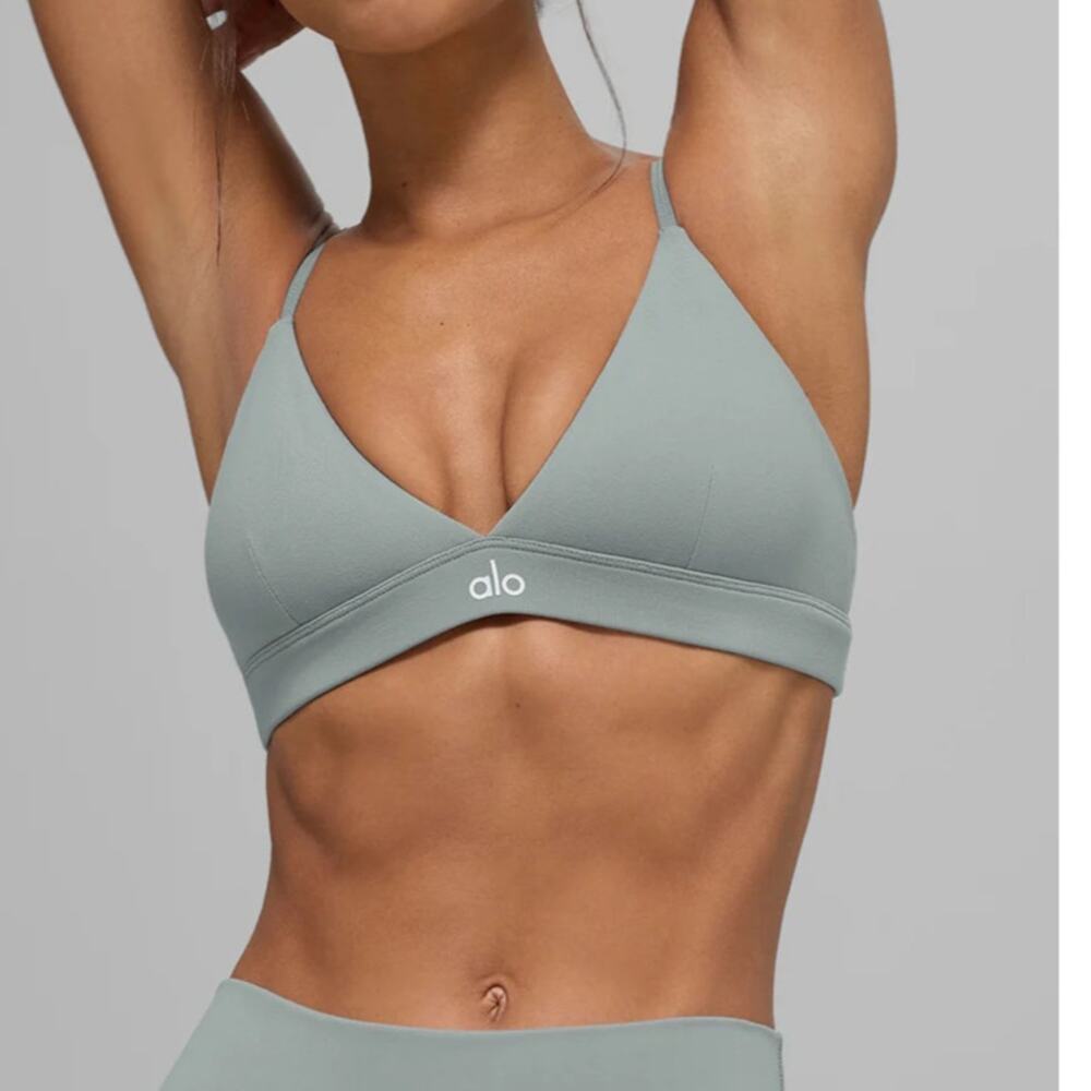 Alo Yoga Airbrush Splendor Bra Lunar Grey Size Small Sold Out HTF Worn 1x Top